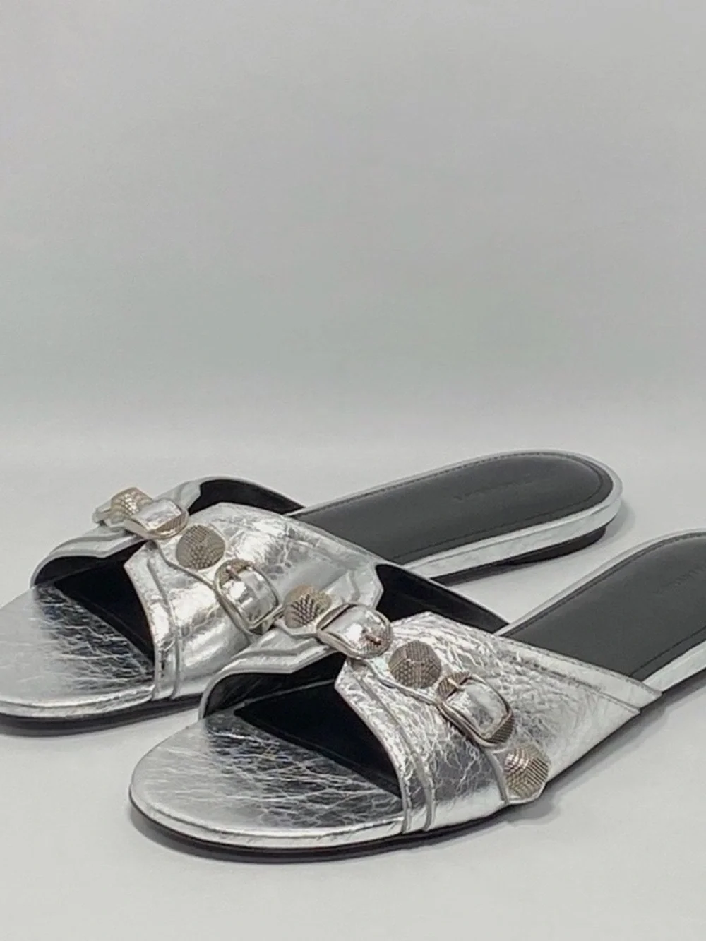 Balenciaga Le Cagole Slide Sandal Silver Sz 36 NWT
